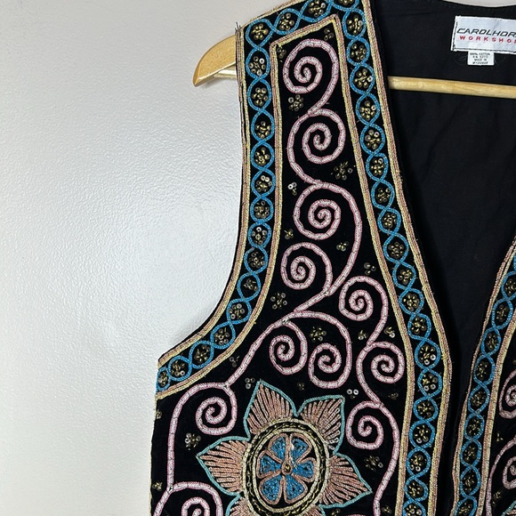 Vintage 70s beaded Embroidered vest by Carol Horn - Picture 5 of 11